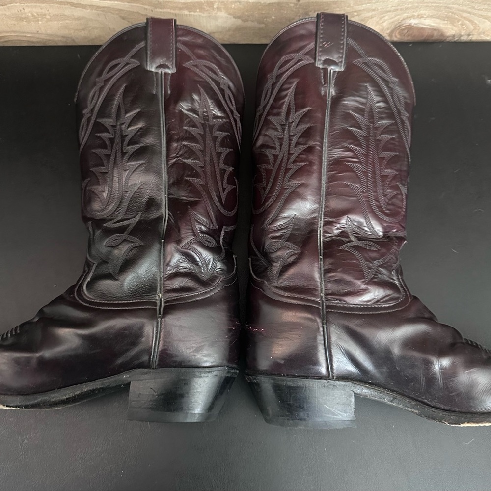 VTG Tony Lama Western Cowboy Boots 2996‎ Elegant Boot Red Burgundy Men’s 8.5 EE - Picture 10 of 14